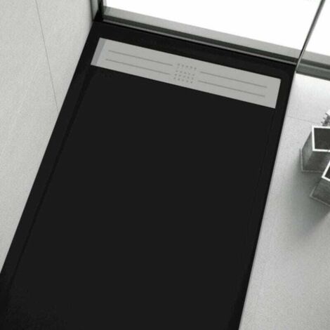 Plato de ducha resina ELITE negro 80x200cm rejilla acero inox.