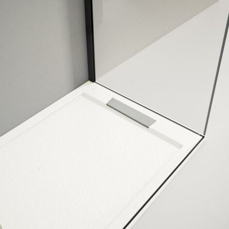 Plato de ducha resina LUX blanco  70x140cm rejilla acero inox.
