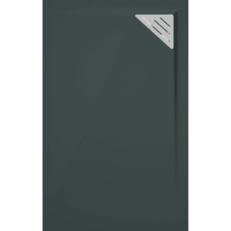 Plato de ducha resina TRINITY antracita 70x120 cm rejilla inox a la derecha