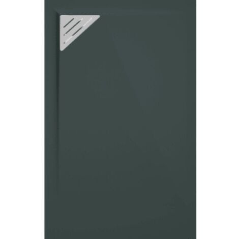Plato de ducha resina TRINITY antracita  80x100 cm rejilla inox a la izquierda