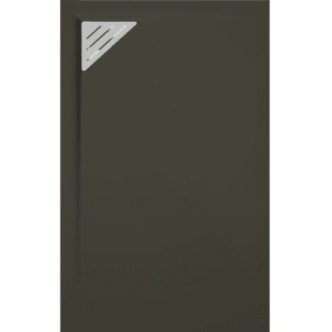 Plato de ducha resina TRINITY negro  90x90 cm rejilla inox a la izquierda