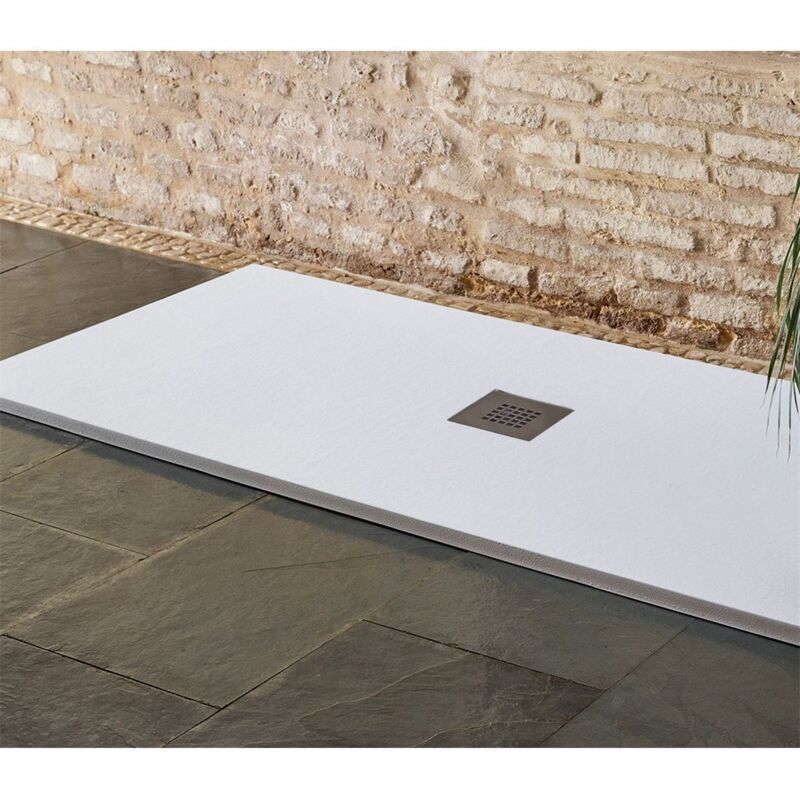 

Plato de Ducha textura sillar | Blanco | Desagüe Centrado - 70X140
