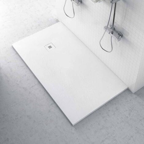 Plato de ducha Zero mineral plano 1000x1400 blanco en mineral plano con rejilla a juego