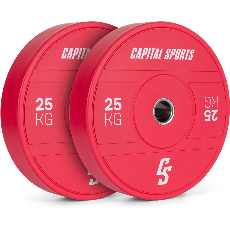 

Capital Sports - Plato de pesas Nipton 2021 Plato parachoques | 2 x 25 kg | Ø 54 mm | Goma dura