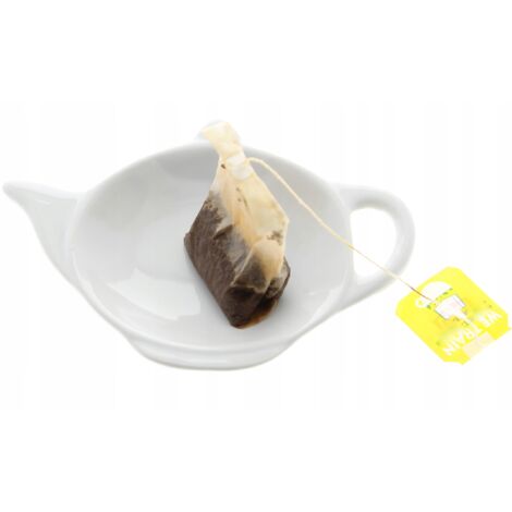 PLATO DE PORCELANA BLANCA PARA BOLSITAS DE T脡, SOBRES, CUCHARA
