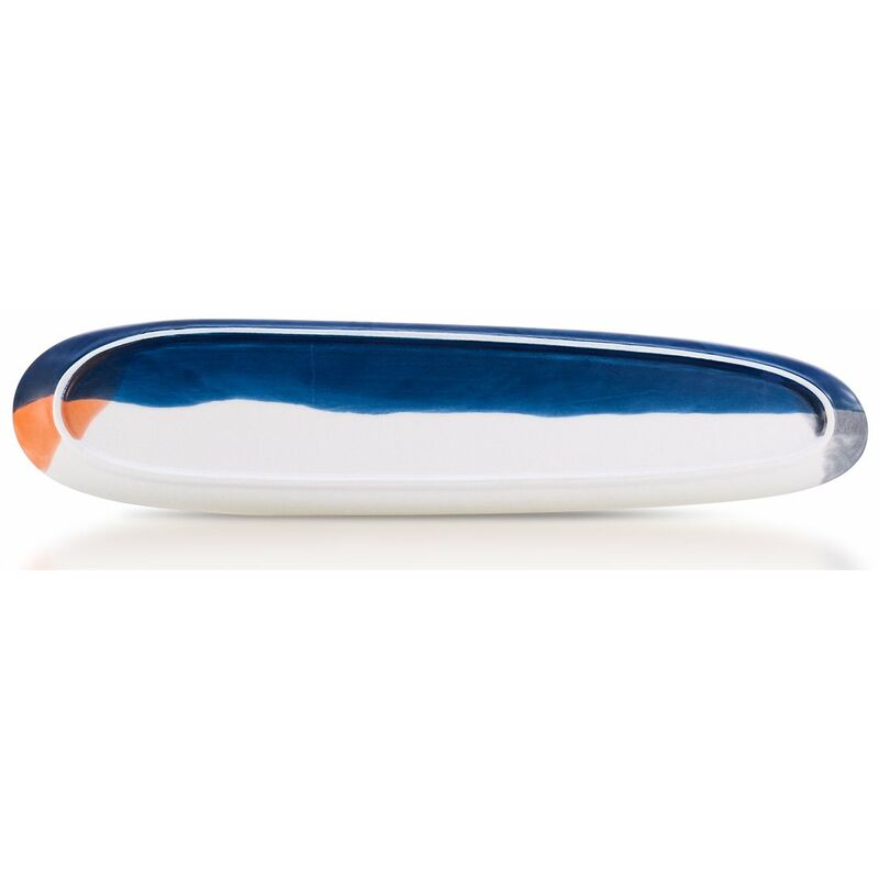 

Tooarts - Plato de tira naranja Plato de ceramica Plato de servir de porcelana Plato de cena Plato rectangular Plato decorativo