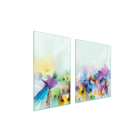 PLATO DE VIDRIO Y TABLA DE CORTAR 100x52 FLORES