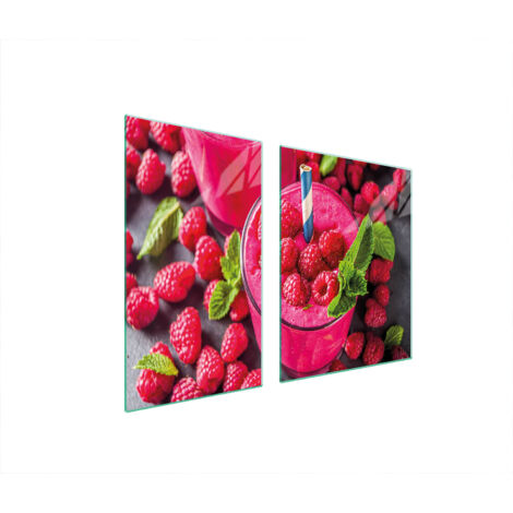 PLATO DE VIDRIO Y TABLA DE CORTAR 100x52 FRAMBUESAS