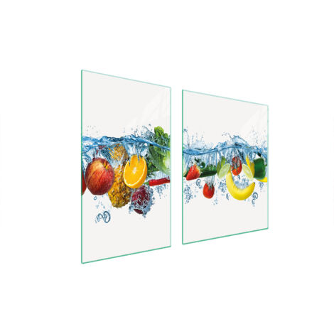 PLATO DE VIDRIO Y TABLA DE CORTAR 100x52 FRUTA