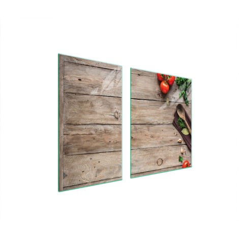 PLATO DE VIDRIO Y TABLA DE CORTAR 100x52 MADERA