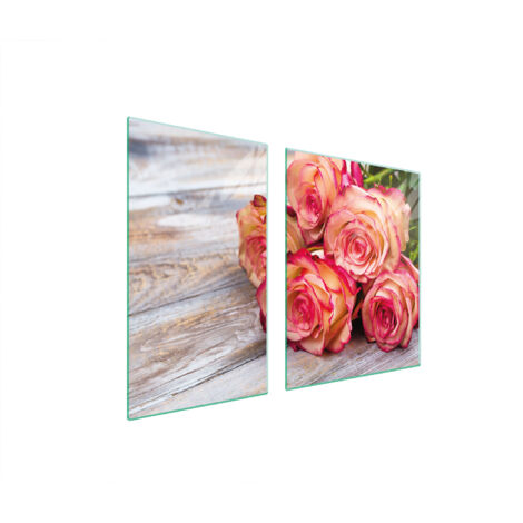 PLATO DE VIDRIO Y TABLA DE CORTAR 100x52 ROSA