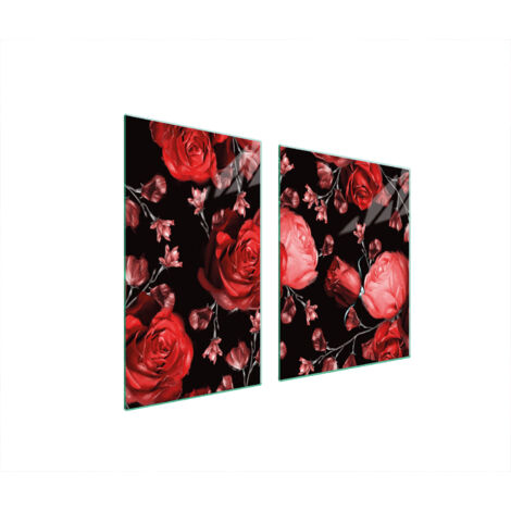 PLATO DE VIDRIO Y TABLA DE CORTAR 100x52 ROSAS