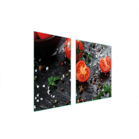 PLATO DE VIDRIO Y TABLA DE CORTAR 100x52 TOMATE