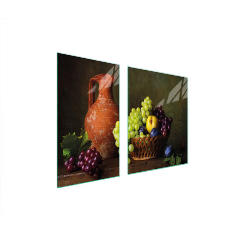 PLATO DE VIDRIO Y TABLA DE CORTAR 100x52 UVAS