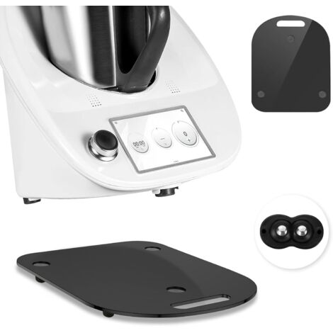 Plato deslizante, compatible con Thermomix TM6 y TM6+, fácil de mover sin dañar la báscula, soporte estable gracias a la reducción de vibraciones, con asa, negro