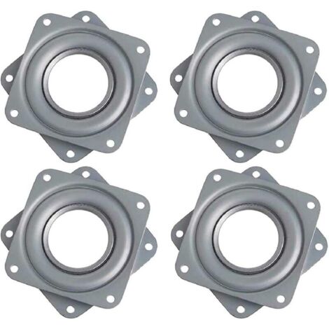 Plato giratorio cuadrado de 4 pulgadas, 360 grados, con rodamiento de bolas, de metal galvanizado, con placa giratoria silenciosa, ideal para exhibidores, monitores de computadora y taburetes.