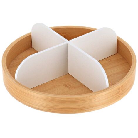 Plato giratorio de bambú de 4 compartimentos - blanco mate - Tendance