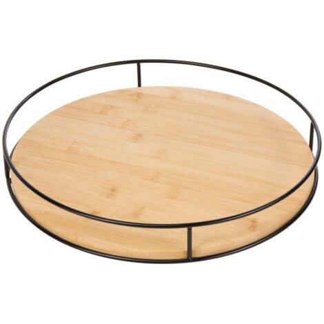 Plato giratorio de bambú negro d35cm beige - 5five