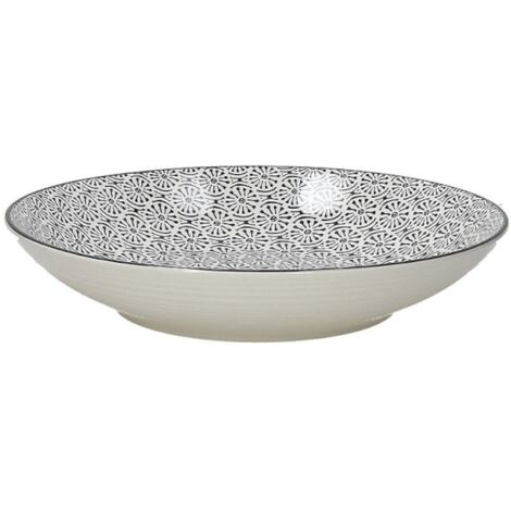 Plato hondo 32 cm Chakra en porcelana mayólica negra