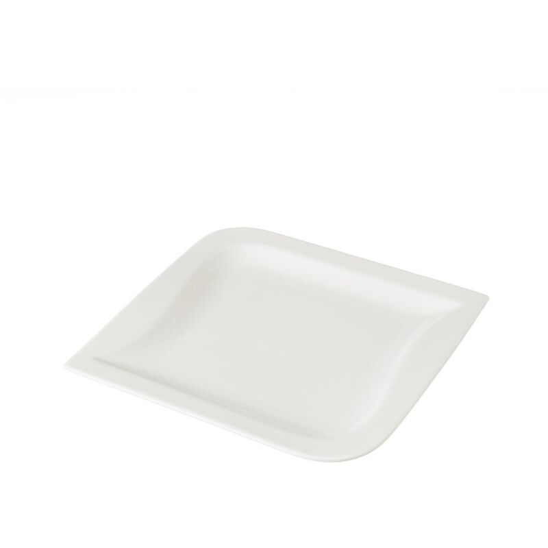 

Plato llano blanco de porcelana contemporáneo, de 21x2x21 cm