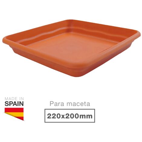 Plato para maceta cuadrada modelo "Terra" 220mm Marrón