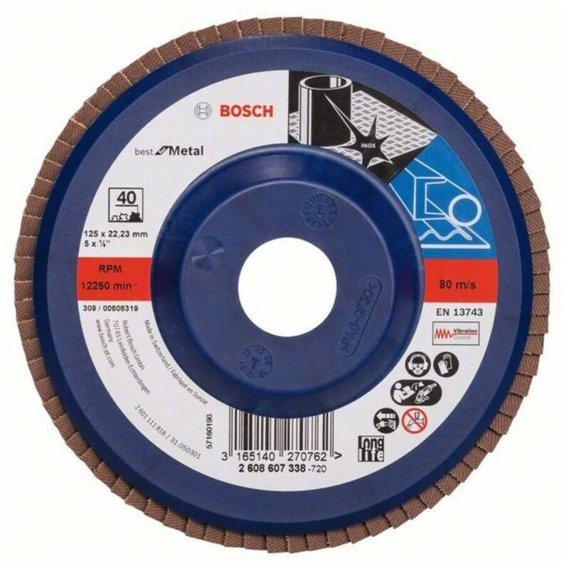 

Bosch 2608607323 Disco abrasivo de láminas X571 Best Metal 115mm recto FV G60 10 uds