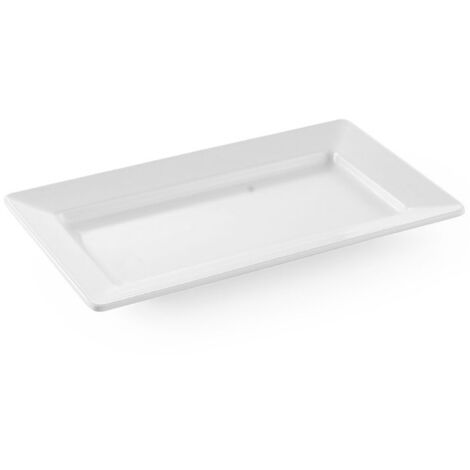 Plato rectangular de melamina 49,5x27 cm altura 5,6 cm blanco - Hendi 561515