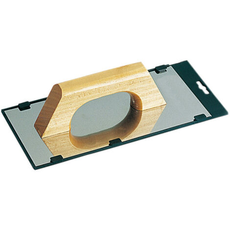 Platoir biseauté  modèle espagnol 28x12 cm – Lame inox épaisseur 0,6 mm – Poignée fermée en bois pour maçonnerie et enduits