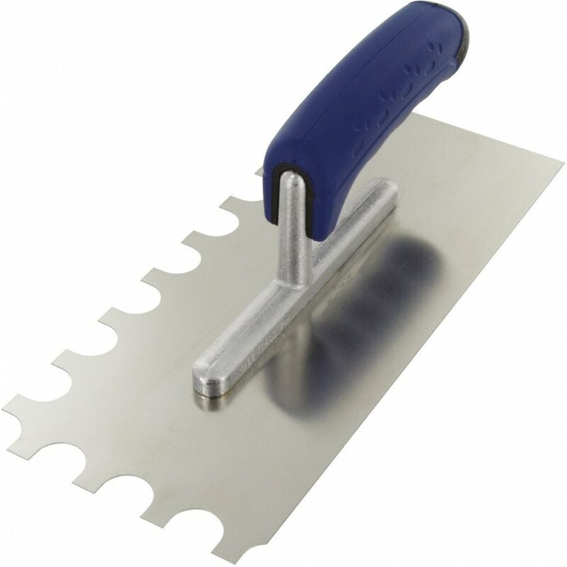 Platoir lame acier inoxydable dentée sur deux cotés denture demi-ronde 20 x 10 x 15