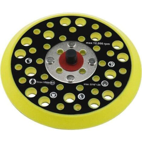 Platorello di supporto da 125 mm e 5 pollici compatibile con Mirka Ceros/Deros 44 fori attacco filettato 5/16 platorello di supporto con gancio e anello per levigatrice accessori per utensili elettric