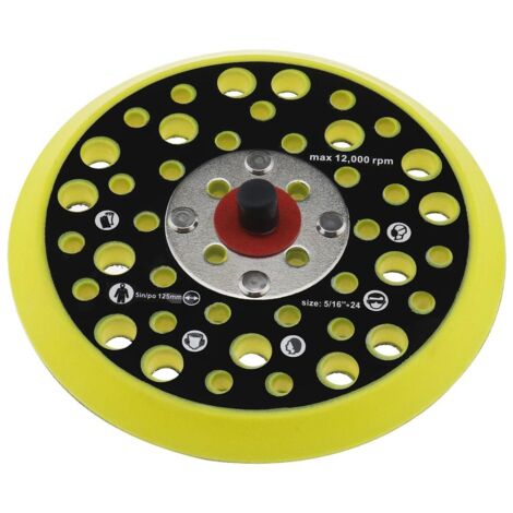 Platorello di supporto da 125 mm e 5 pollici compatibile con Mirka Ceros/Deros 44 fori con attacco filettato da 5/16 per levigatrice, platorello di supporto con gancio e passante, accessori per utensi