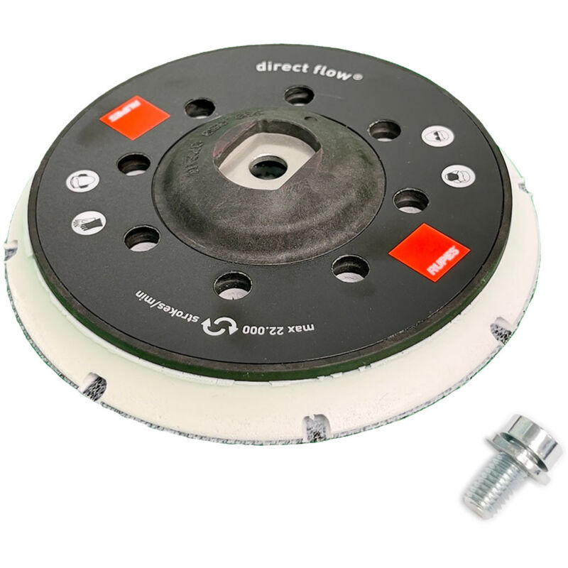 PLATORELLO RUPES 125mm 8 + 8 + 1 FORI VELCRATO HARD M8 980.050 PERNO ESTRAIBILE