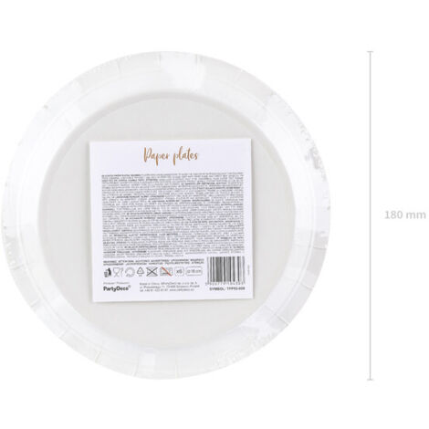 Platos de papel punteado, blanco, oro rosa, 18cm, 6 uds.