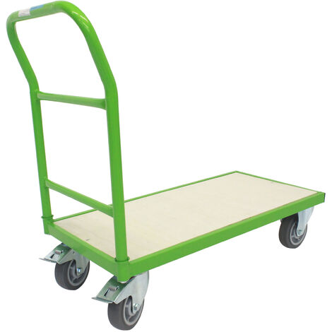 Plattformwagen 500 kg Traglast ca. 96 x 49 cm Ladefläche mit 2 Lenkrollen inkl. Bremse