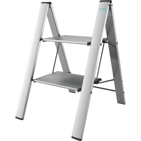 Platzsparende 2-stufige Aluminium-Leiter Mod. LEONARDO 2 COLOMBO