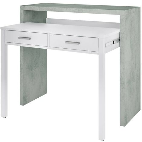 Platzsparender ausziehbarer Schreibtisch cm 36 x 99 x 88 h weißer Beton