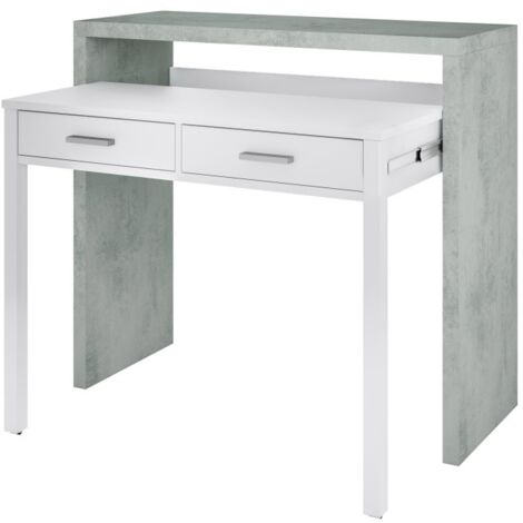 Platzsparender ausziehbarer Schreibtisch cm 36 x 99 x 88 h weißer Beton