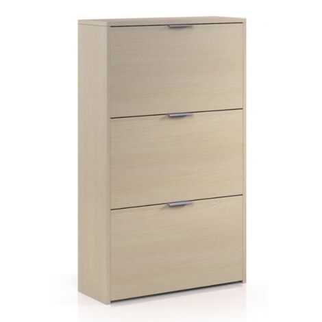 Platzsparender Schuhschrank 60x22x113 cm hell Eiche mit 3 Türen – Russia