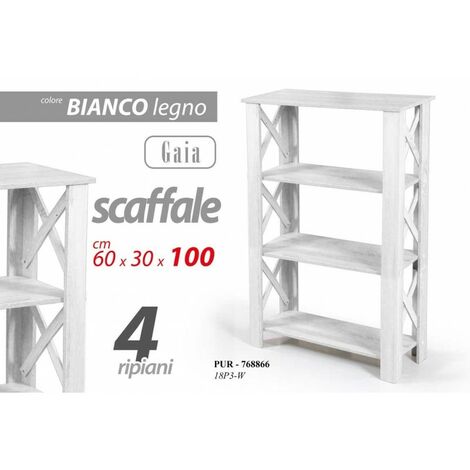 Platzsparendes schlankes weißes Holzregal cm 60 x 30 x 100 h