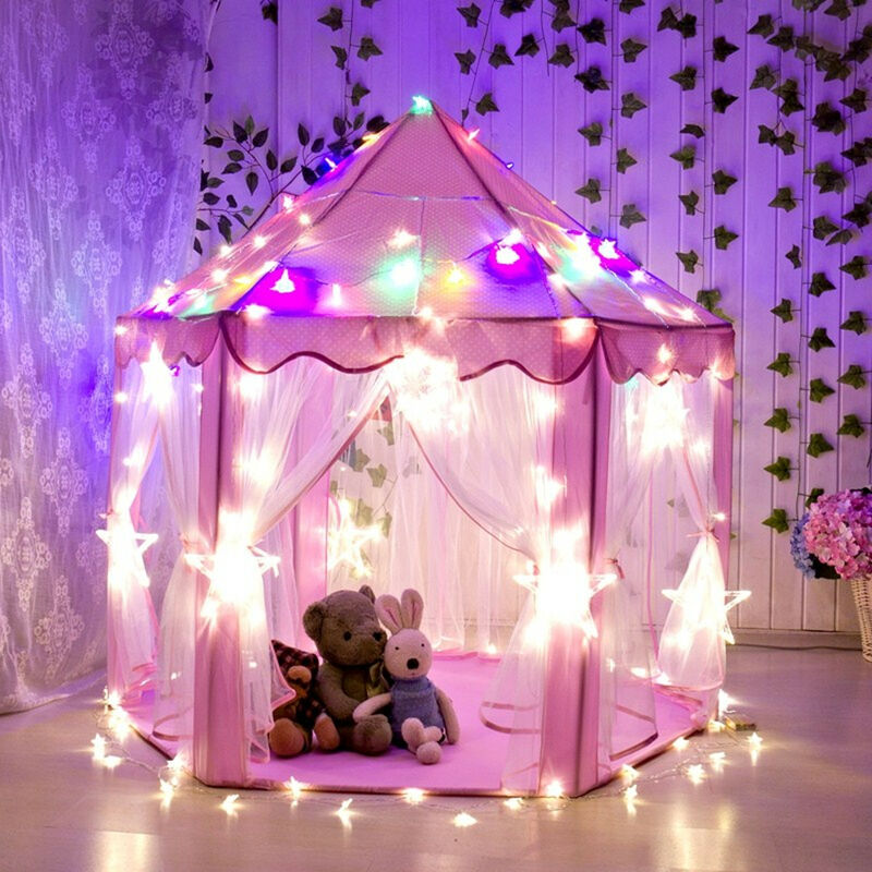 

Play Tent Castle Princess Strong Girls Boys Luces LED interiores