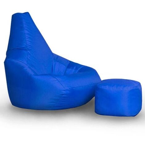 Player Combo Bean Bag and Foot Stool with Foam Flakes Filling - Navy