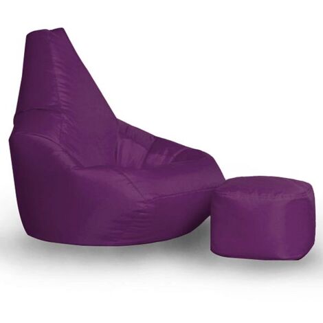 Player Combo Bean Bag and Foot Stool with Foam Flakes Filling - Purple
