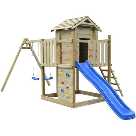 playhouse set with ladder slide and swings