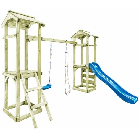 Playhouse with Ladder, Slide and Swing 300x197x218 cm Wood
