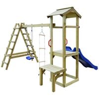 Playhouse with Slide Ladders Swing 286x228x218 cm FSC Wood