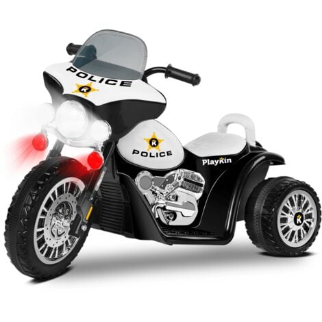 PLAYKIN Moto electrica niños policia bateria 6V recargable triciclo infantil +2 años