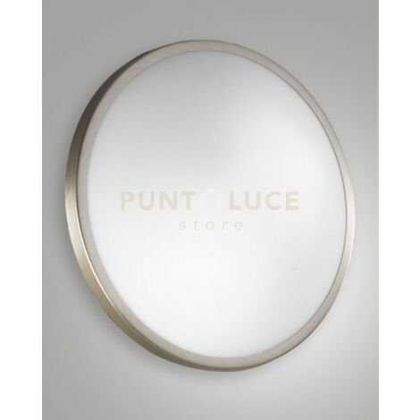 PLAZA PLAFONIERA BIANCO/NICHEL SATINATO D.40CM IP41 IN METALLO E VETRO 3 LUCI ATTACCO E27