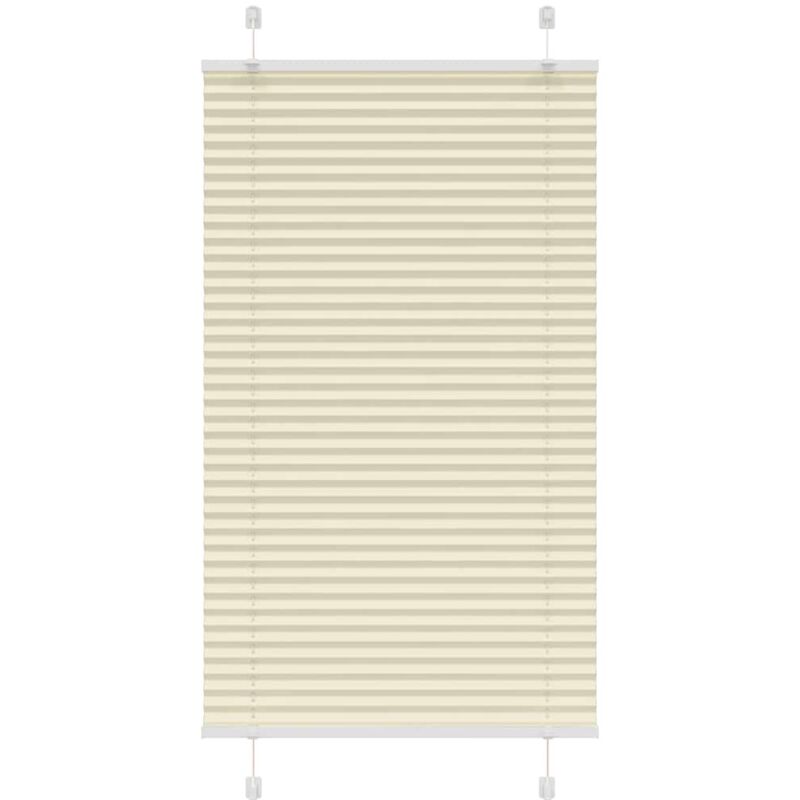 Pleated Blind Cream 75x150 Cm Fabric Width 74.4 Cm Polyester Vidaxl
