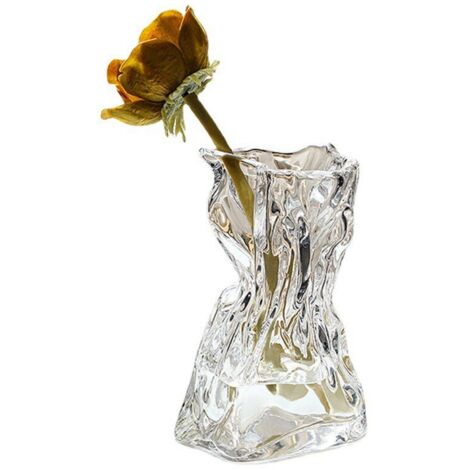 Pleated Glass Vase Light Luxury Hydroponic Vase Living Room Dining Table Dried Flower Vase Flower Arrangement Ornaments