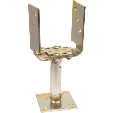 Pied de poteau en U réglable – Acier galvanisé bichromaté – Hauteur ajustable 150 à 190 mm – Charge utile 2.286 kg – Alberts